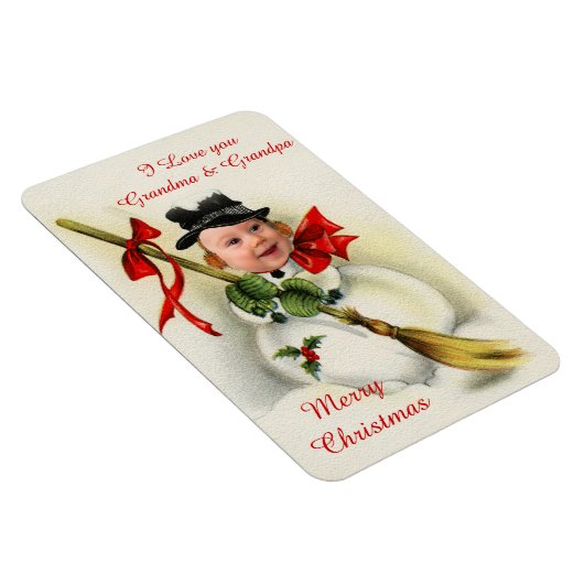 ビンテージクリスマス雪だるまカスタムフォトマグネット マグネット (右側)