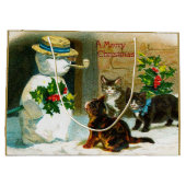 ビンテージクリスマス雪だるまキャッツホリデー ラージペーパーバッグ (裏面)