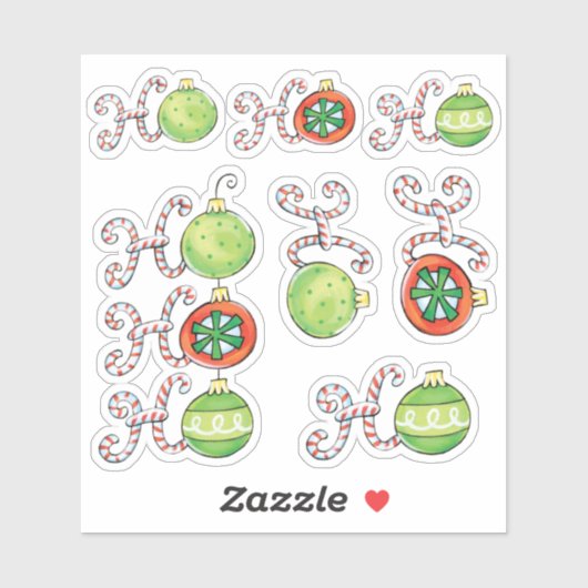 ビンテージクリスマス　オーナメントにホホホ シール (シート)