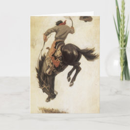 ビンテージクリスマス、カウボーイオンバッキングブロンコホース シーズンカード