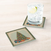 ビンテージクリスマス ガラスコースター (アングル)