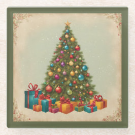 ビンテージクリスマス ガラスコースター