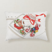 ビンテージクリスマス、キャンディーケーンのサンタクロース アクセントクッション (正面)