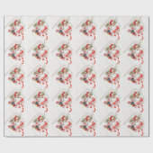 ビンテージクリスマス、キャンディーケーンのサンタクロース ラッピングペーパー (フラット)