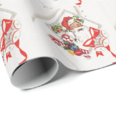 ビンテージクリスマス、キャンディーケーンのサンタクロース ラッピングペーパー (ロールコーナー)