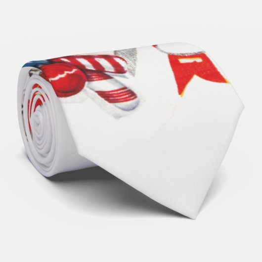 ビンテージクリスマス、キャンディーケーンを持つサンタクロース ネクタイ (ロール)