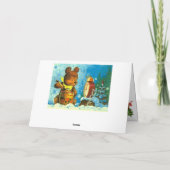 ビンテージクリスマス、クマ、真夜中を待っている シーズンカード (裏面)