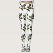 ビンテージクリスマス グリーンホリープラントとベリー レギンス (正面)