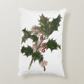 ビンテージクリスマス グリーンホリープラントと実 アクセントクッション (裏面(縦))