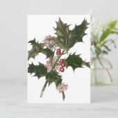 ビンテージクリスマス グリーンホリープラントと実 招待状 (スタンド正面)