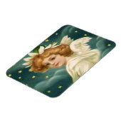 ビンテージクリスマス、ゴールドの星のビクトリアン天使 マグネット (左側)