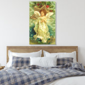 ビンテージクリスマス、ゴールドスターのビクトリアンエンジェル キャンバスプリント (インサイチュ (寝室))