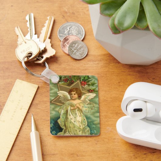 ビンテージクリスマス、ゴールドスターのビクトリアンエンジェル キーホルダー (デスク)