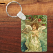 ビンテージクリスマス、ゴールドスターのビクトリアンエンジェル キーホルダー (正面)