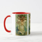 ビンテージクリスマス、ゴールドスターのビクトリアンエンジェル マグカップ (左)
