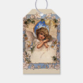 ビンテージクリスマス、ゴールドベル付きビクトリアンエンジェル ギフトタグ (正面)