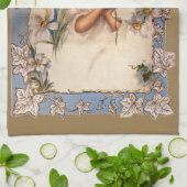 ビンテージクリスマス、ゴールドベル付きビクトリア朝の天使 キッチンタオル (折り畳み)