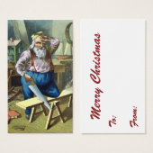 ビンテージクリスマス、サンタクロースおもちゃを作る所を見る (正面&裏面)