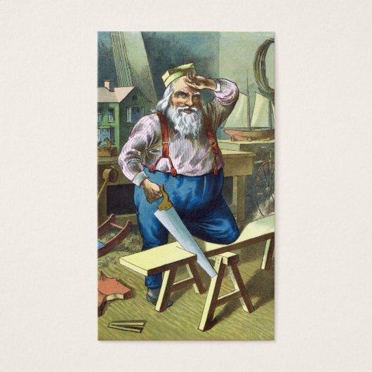 ビンテージクリスマス、サンタクロースおもちゃを作る所を見る (正面)