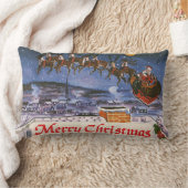 ビンテージクリスマス サンタクロースがスレッドを飛ばす ランバークッション (ブランケット)