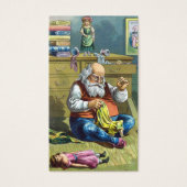 ビンテージクリスマス、サンタクロースが人形のおもちゃを作る (正面)