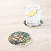 ビンテージクリスマス、サンタクロースが人形のおもちゃを作る コースター (側面)