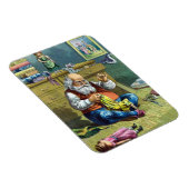 ビンテージクリスマス、サンタクロースが人形のおもちゃを作る マグネット (右側)