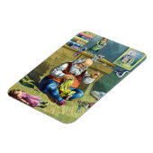 ビンテージクリスマス、サンタクロースが人形のおもちゃを作る マグネット (左側)