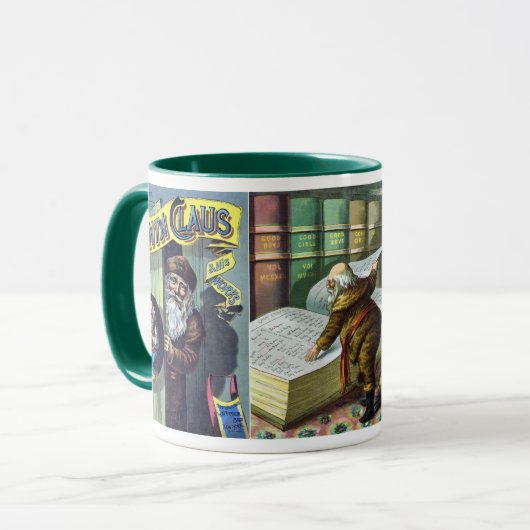 ビンテージクリスマス、サンタクロースと彼の仕事 マグカップ (正面左)