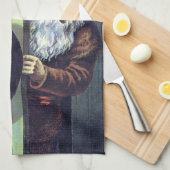 ビンテージクリスマス、サンタクロースと彼の作品の本 キッチンタオル (四つ折り)