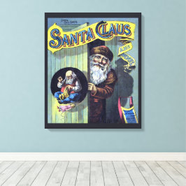 ビンテージクリスマス、サンタクロースと彼の作品の本 キャンバスプリント