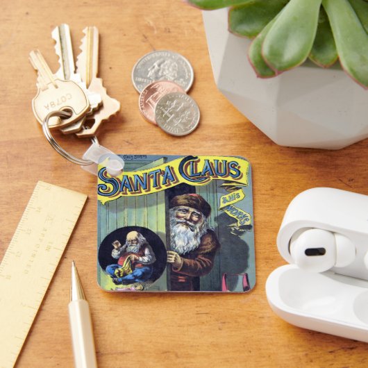 ビンテージクリスマス、サンタクロースと彼の作品の本 キーホルダー (デスク)