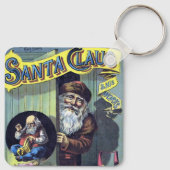 ビンテージクリスマス、サンタクロースと彼の作品の本 キーホルダー (裏面)