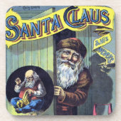 ビンテージクリスマス、サンタクロースと彼の作品の本 コースター (正面)