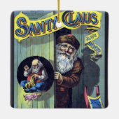ビンテージクリスマス、サンタクロースと彼の作品の本 セラミックオーナメント (裏面)