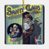 ビンテージクリスマス、サンタクロースと彼の作品の本 セラミックオーナメント (正面)