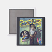 ビンテージクリスマス、サンタクロースと彼の作品の本 マグネット (正面/裏面)