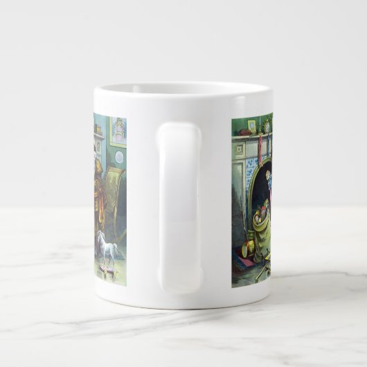 ビンテージクリスマス、サンタクロースのストッキングとおもちゃ ジャンボコーヒーマグカップ (裏面)