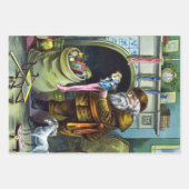 ビンテージクリスマス、サンタクロースのストッキングとおもちゃ ラッピングペーパーシート (正面2)