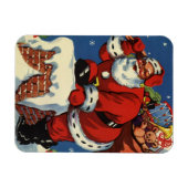 ビンテージクリスマス、サンタクロースの煙突から降りてくる様子のおもちゃ付き マグネット (横)