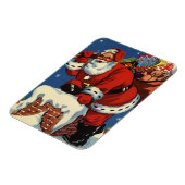 ビンテージクリスマス、サンタクロースの煙突から降りてくる様子のおもちゃ付き マグネット (左側)