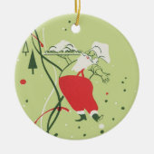 ビンテージクリスマス、サンタクロースシェフのディナー セラミックオーナメント (正面)