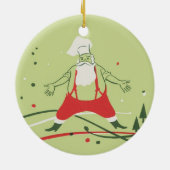 ビンテージクリスマス、サンタクロースシェフのディナー セラミックオーナメント (裏面)