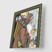 ビンテージクリスマス サンタクロース おもちゃ コログ シューズ スクエア壁時計 (傾斜)