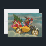 ビンテージクリスマス サンタクロース バイク 3.5 x 5 ノートカード<br><div class="desc">ビンテージクリスマスのサンタクロース バイク</div>
