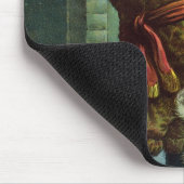 ビンテージクリスマス サンタクロース 望遠鏡 犬 夕焼け マウスパッド (コーナー)