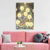 ビンテージクリスマス ツリーとキャンドルと星 キャンバスプリント (インサイチュ (リビング))