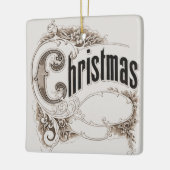 ビンテージクリスマス テキスト - 飾り枠 セラミックオーナメント (左)