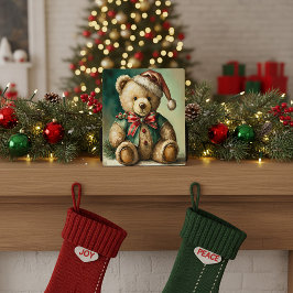 ビンテージクリスマス テディベア フォトプラーク