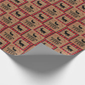 ビンテージクリスマス – トナカイ食べ物を与えア ラッピングペーパー (角)